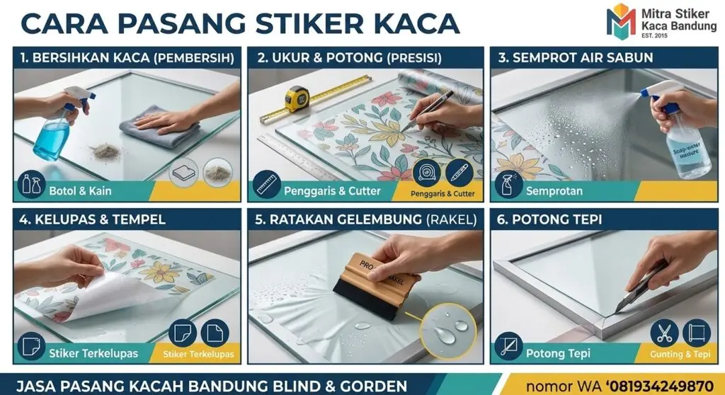 cara pasang stiker kaca