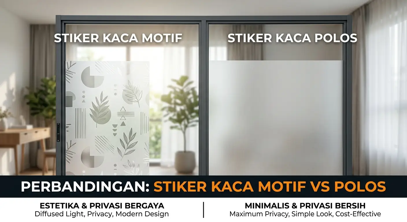 stiker kaca motif vs polos